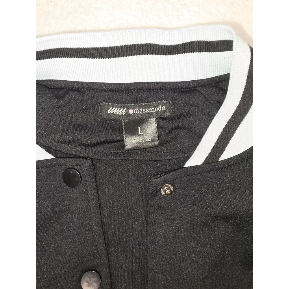 Massmode Varsity Short Sleeve Jacket Black/Gray Size Large 